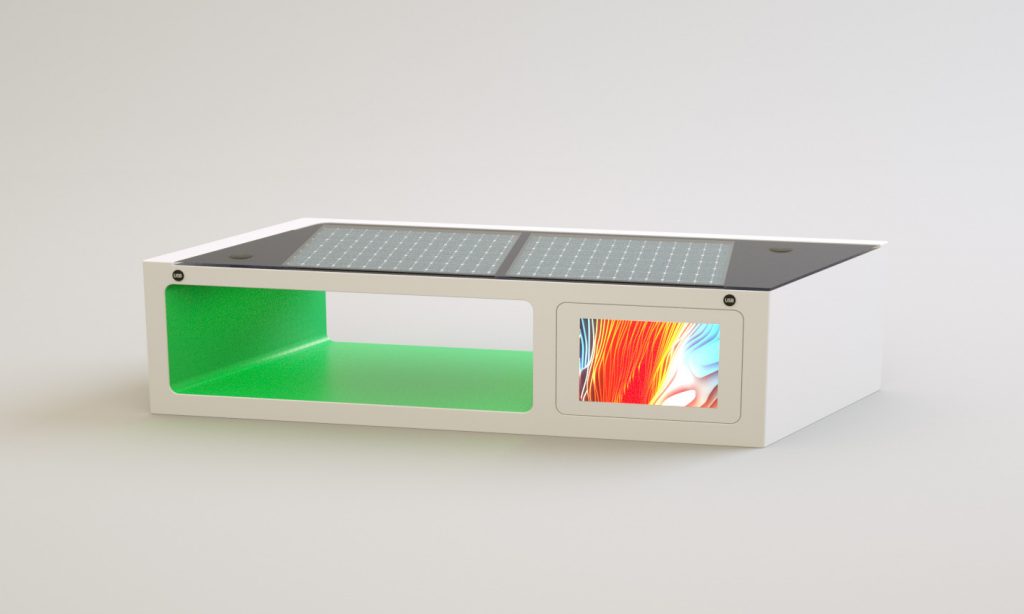 Solarmodul | Geltech-Akku | 4 USB-Anschlüsse | LED-Umgebungsbeleuchtung | 2 kontaktlose Ladegeräte
